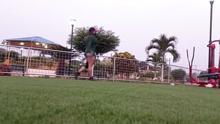 young woman fucked after doing aerobics in the park, part 1 - 2 image