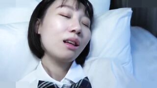 A cute 18 year old Japanese beauty. She has creampie sex and blowjob in her uniform. Uncensored - 12 image