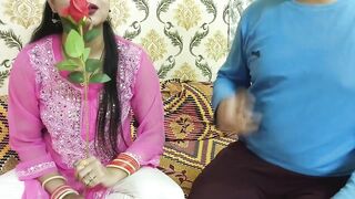 Indian beautiful husband wife celebrate special Valentine week Happy Rose day dirty talk in hindi voice saara give footjob - 5 image