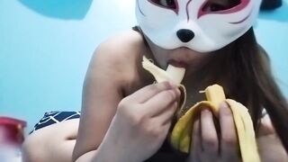 Fruit Fetish with busty asian babe. BANANA TIME!