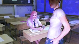 Beauty Student Enjoin Night Party First Time - 3D Animation V519 - 4 image