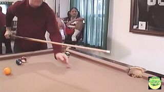 Sweet Cheerleader Hottie Gets Smashed by an Older Guy on a Pool Table