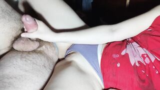 The neighbor came by again to cum on my panties.