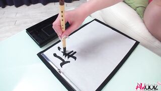 Japanese girl Renka Shimizu had footjob and writing on paper uncensored. - 5 image