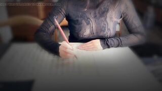 Hollow bare chest writing brush characters, Asian Chinese characters, Chinese sexy woman - 10 image