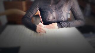 Hollow bare chest writing brush characters, Asian Chinese characters, Chinese sexy woman - 11 image