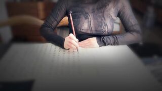 Hollow bare chest writing brush characters, Asian Chinese characters, Chinese sexy woman - 14 image