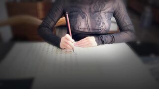 Hollow bare chest writing brush characters, Asian Chinese characters, Chinese sexy woman - 2 image