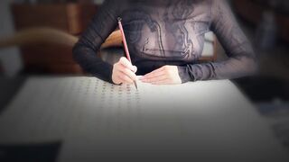 Hollow bare chest writing brush characters, Asian Chinese characters, Chinese sexy woman - 3 image