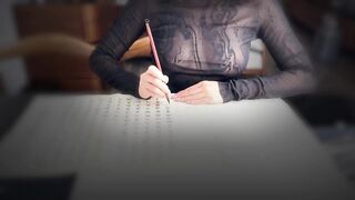 Hollow bare chest writing brush characters, Asian Chinese characters, Chinese sexy woman - 4 image