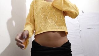 Hot girl friend masturbation on new home