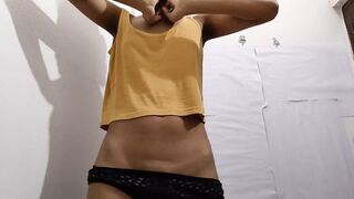 Cute girl getting horny in panties 