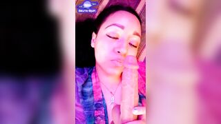 The Latin babe is outdoors and does a JOI to suck your penis, while the cars blow their horns