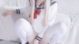 Coming home from school and not knowing what to do, fuck your own vagina with a dildo