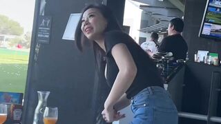 Bulge Bust Asain Hot Girl Staring