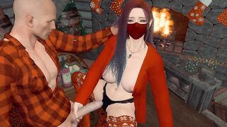 New Year's Eve sex with an Asian woman l 3D animation