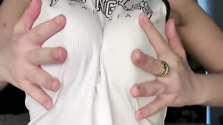 Play with Big Natural Tits Close up - 3 image