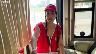 OMG!!! Hot Asian Pizza Delivery Girl Fucked Hard