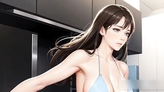 natural big boobs housewife anime , A housewife alone in the kitchen, she want someone to fuck her