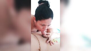 Beautiful wife sucking deep throat