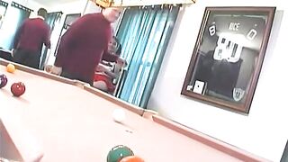 Horny small tit cheerleader honey on pool table sucking and fucking cock