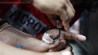 Boy Put Nail Polish on Girl Feet
