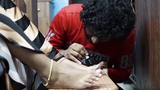 Boy Put Nail Polish on Girl Feet