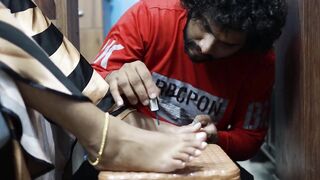 Boy Put Nail Polish on Girl Feet