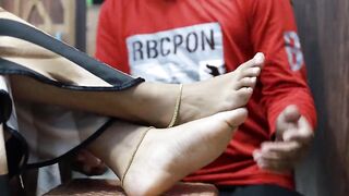 Boy Put Nail Polish on Girl Feet