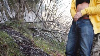 Finished Off Guy Jerking Off in the Woods