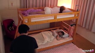 Step Father Seduces Skinny Teens and Fucks Hairy Pussy in Threesome Uncensored - 2 image