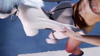 3D grey hair slut cheating with big cock and squirting a lot