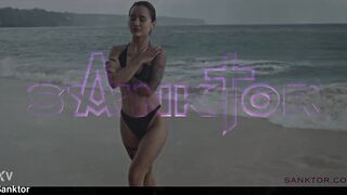 Skinny Asian Babe Masturbates on Public Beach & Sucks like a Pro