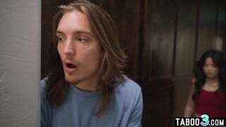 Stepbro has to keep his petite stepsisters Lulu Chu quiet while he pounds them hard