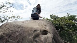 Asian hottie onlyPing gets her big tits and tight pussy pounded during a hot outdoor workout