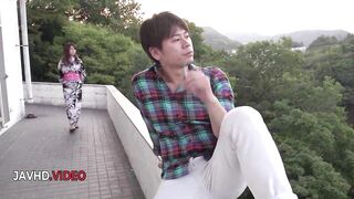 Asian MILF seduces her wet pussy with fingering & deep blowjob