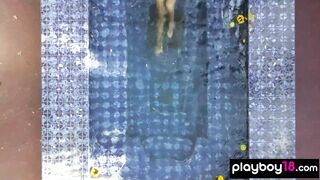 Watch Lily Andrews, a hot and natural Asian teen, strip down and relax by the pool