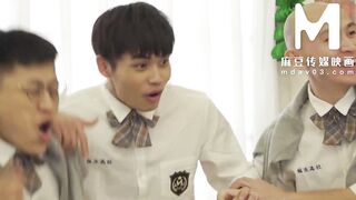 Asian chick in Christmas cosplay gets naughty in doggystyle orgy with a group of guys