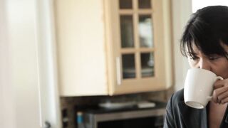 Sexy Asian MILF gets her ass fingered & deep-throats like a pro in stockings