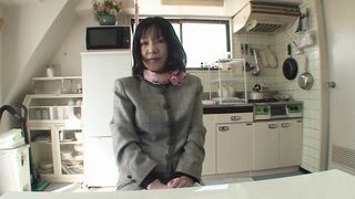 Sexy Japanese MILF in stockings gets her tight ass stretched & face creamed