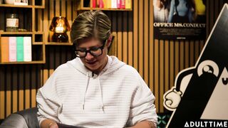 JASMINE Teaa's cosplay interview with nerdy girl glasses on, featuring big tits and dark hair.