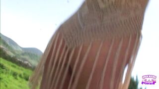 Hot Asian babe gets fingered & pounded hard by a big dick in the great outdoors - 1 image