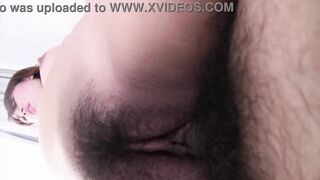 Watch this Asian MILF in lingerie and stockings get her shaved pussy pounded & face splattered with jizz