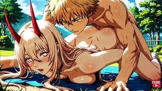 Japanese Asian cosplay anime game porn compilation with chainsaw Man, Denji, and Power Pic - uncensored!