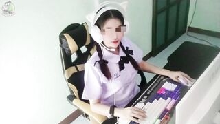 Watch as Love SEX Asian Thai's young Thai pussy gets licked and creampied in POV cosplay roleplay - 13 image