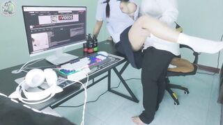 Watch as Love SEX Asian Thai's young Thai pussy gets licked and creampied in POV cosplay roleplay