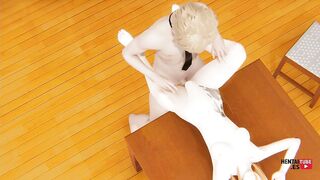 Passionate Encounter Denji and Power engage in a steamy table sex game with uncensored action - 1 image