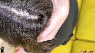 Watch this busty Asian MILF with huge natural tits suck and ride uncut cock