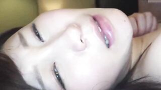 Chubby Japanese babe with huge tits gives sloppy head & gets creampied in POV uncensored hentai