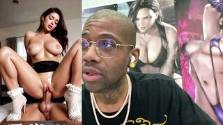 Petite Ebony slut with huge tits and tight body gets drenched in cum after public cock sucking and riding